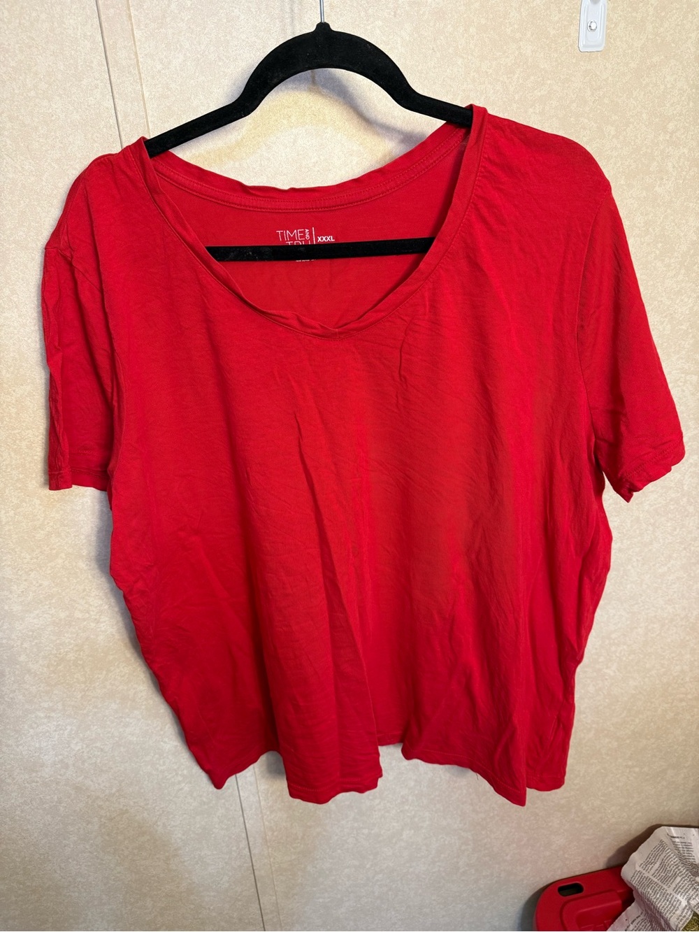 Time and Tru Women’s Red Pima Cotton V-Neck Short Sleeve Tee Shirt Size XXXL 22
